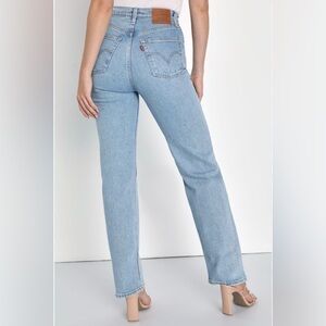 Levi's Premium Y2K Ribcage Straight Jeans button fly light wash denim Sz 26